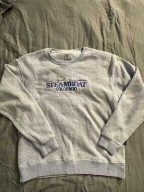 Ragwear USA Steamboat Colorado Embroidered Crewneck Sweatshirt Mens L Gray